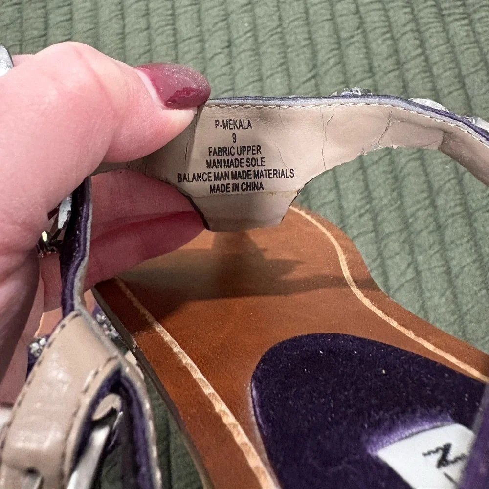 Steve Madden‎ Embellished Purple Sandal Rhinestones Size 9
